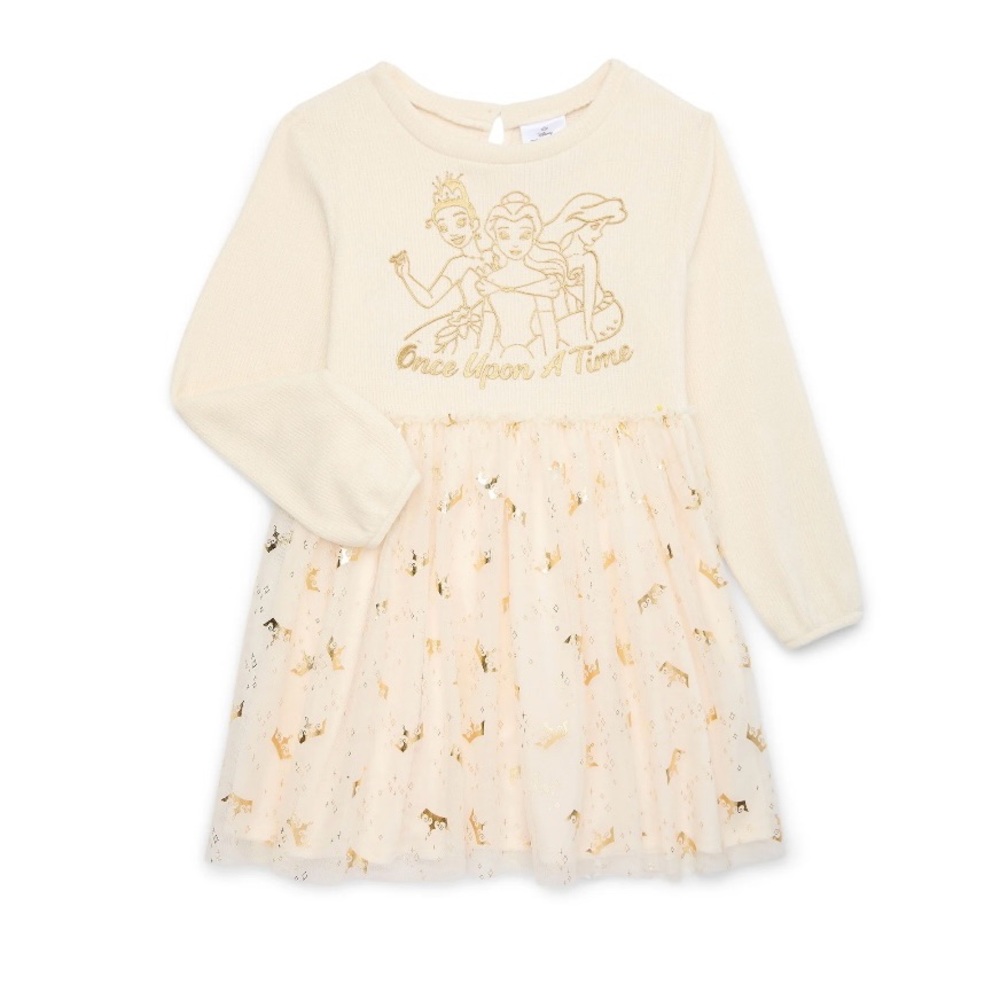 Disney Princess Character Girls Sweater Tulle Dress Size L (10-12) NWT